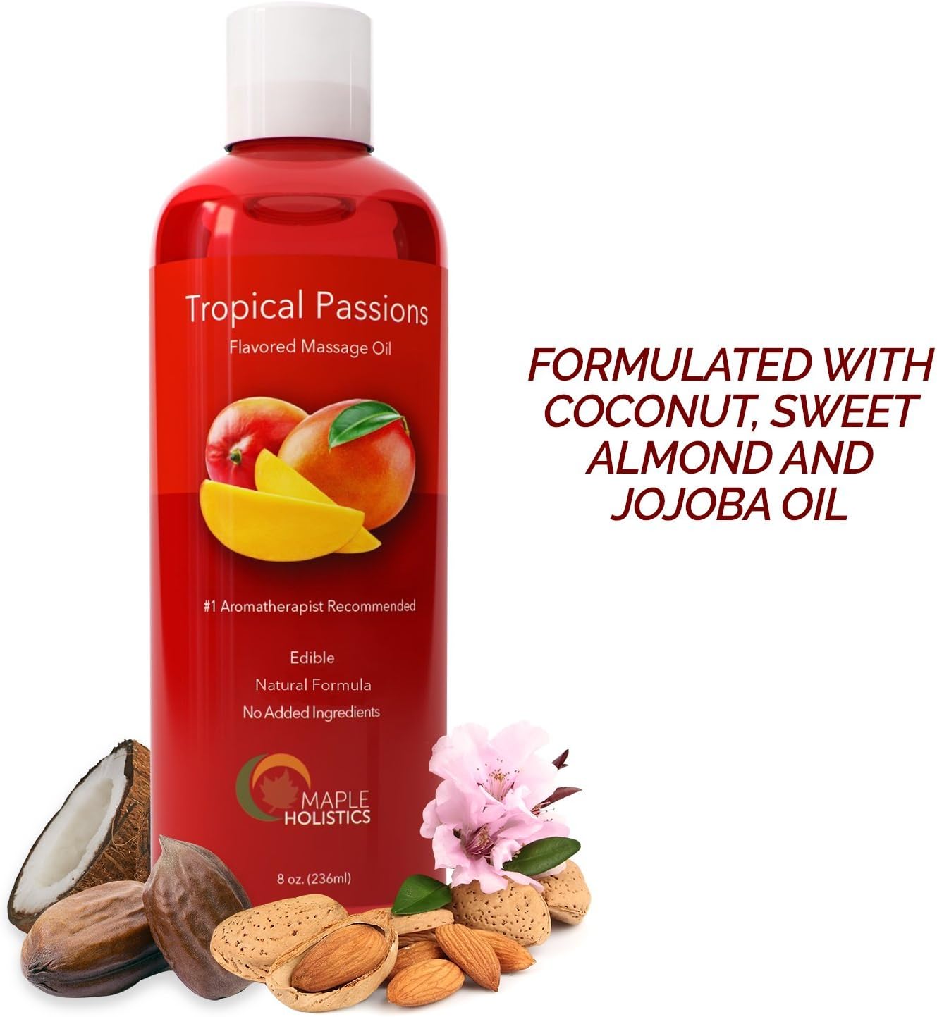 Natural Edible Massage Oil for Sensual Massage - Therapeutic Body Oil Skin Moisturizer for Glowing Skin - Anti Aging Skin Care with Nourishing Coconut Oil Sweet Almond Vitamin E and Jojoba Oil: Health & Personal Care