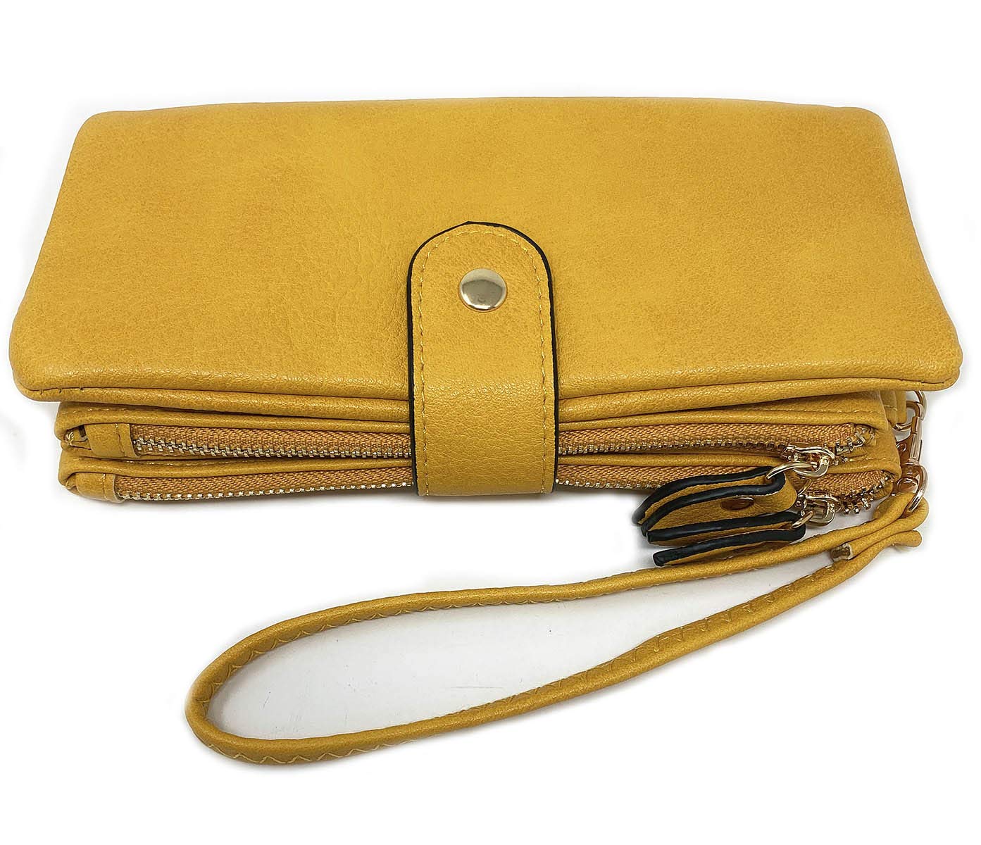 LeahWard Women's Soft Faux Leather Purse Wristlet Card Holder 611 (Mustard Long) — image 1