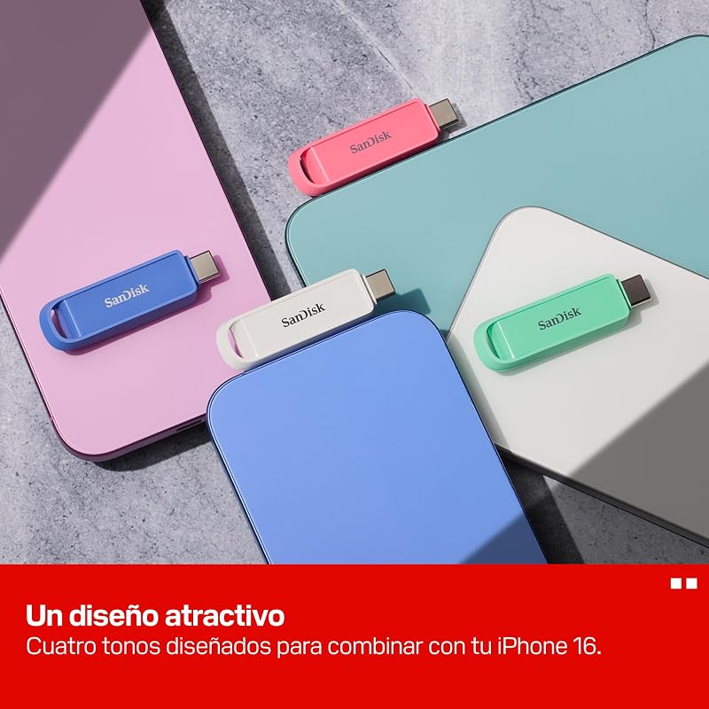 Unidade de telemóvel com USB Tipo-C de 1 TB (para smartphones, tablets e computadores, velocidades de 150 MB/s, fazer backups automáticos, recuperação de dados) - Arctic White