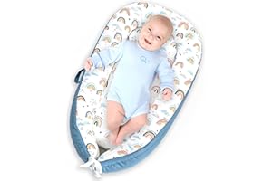 AMAWMW Baby Lounger for Newborn Infant Baby Nest Sleeper for 0-12 Months Portable Adjustable Washable Lounger Cover for Co Sleeping Removable Slipcover Lounger Pillow Floor Seat for Travel Essentials