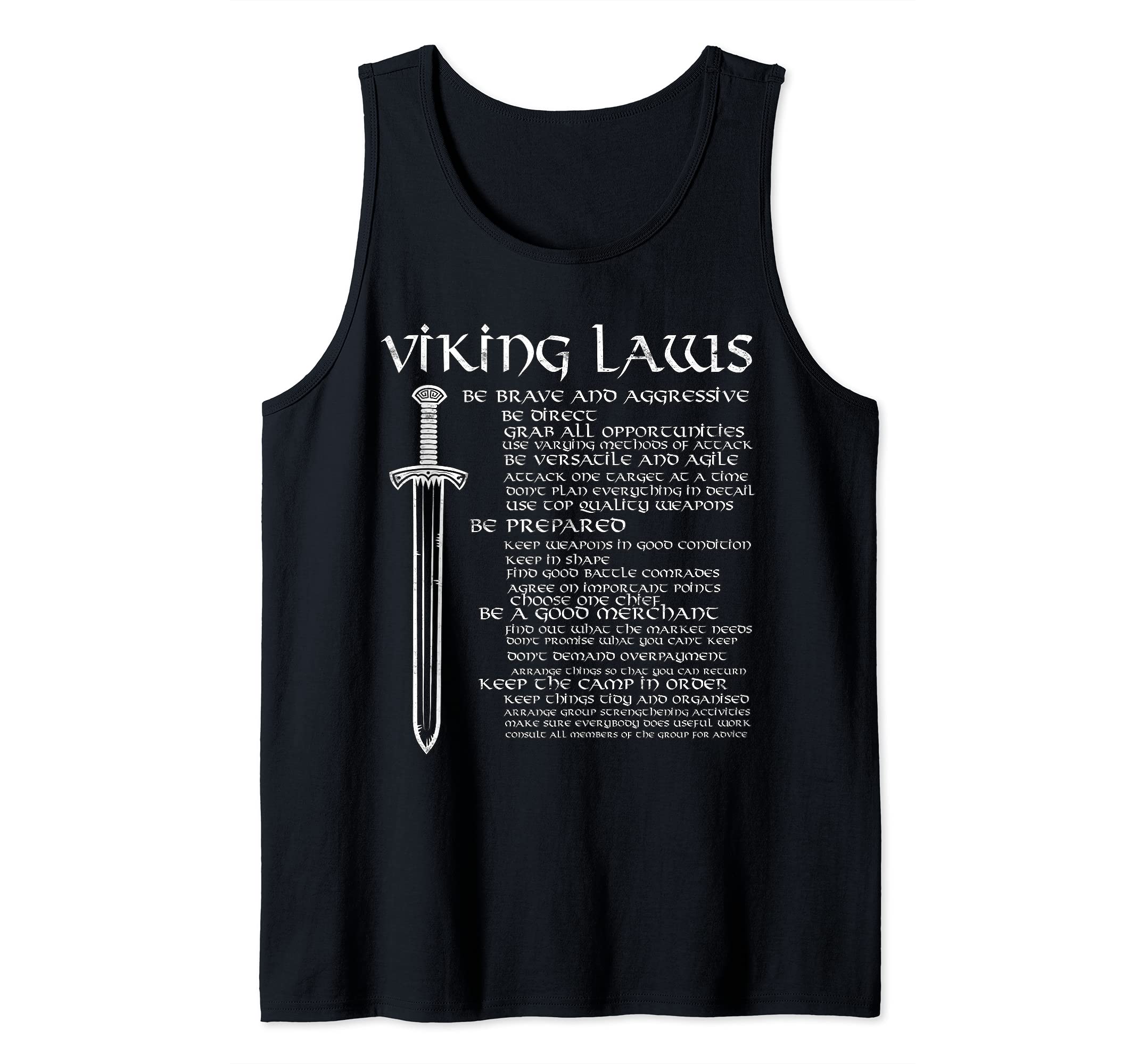 Viking Rules Laws Scandinavian Nordic Warriors Sword Tank Top