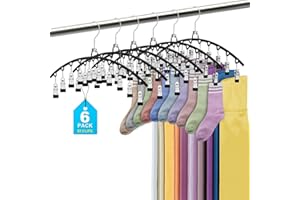 POZEAN 6 Pack Legging Organizer Hangers with Clips, Holds 60 Yoga Pants, Metal Sock Hangers, Space-Saving for Closet Organization and Storage