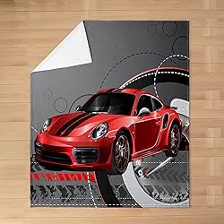 Red Race Car Fleece Throw Blanket for