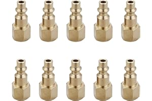 T TANYA HARDWARE Air Hose Fittings And Quick Connect Air Fittings, 1/4 Inch NPT Brass Female Air Coupler Plug (10 Piece) Industrial Type D, Air Compressor Fittings
