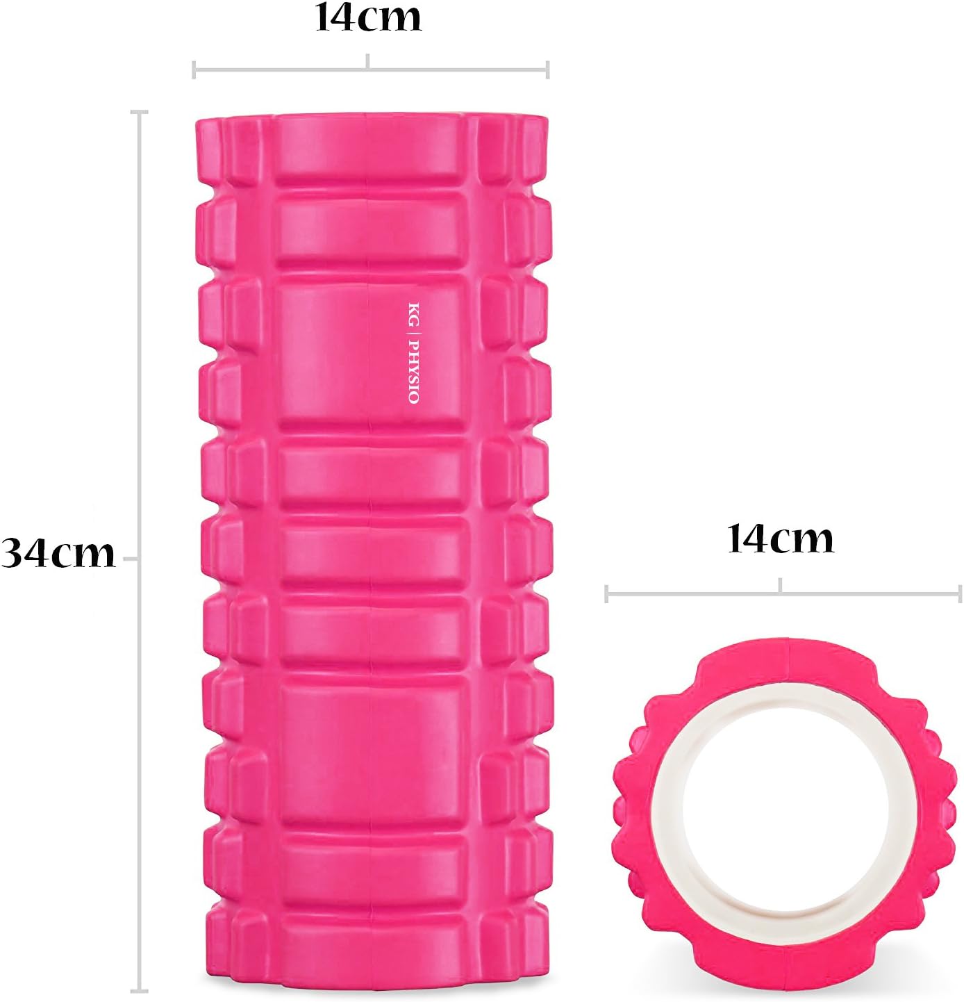 KG Physio Foam Roller For Back, Legs & Arms - Ultra-Lightweight Foam Rollers For Muscles, 3 Massage Intensities, Essential To Release Deep Tension