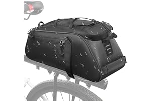 WOTOW Bike Rack Bag Waterproof - 9.5L Large Capacity Bike Trunk Bag, Reflective Bicycle Saddle Panniers, Cycling Bags Back Seat Storage Cargo Carrier Pouch with Shoulder Strap & Hook