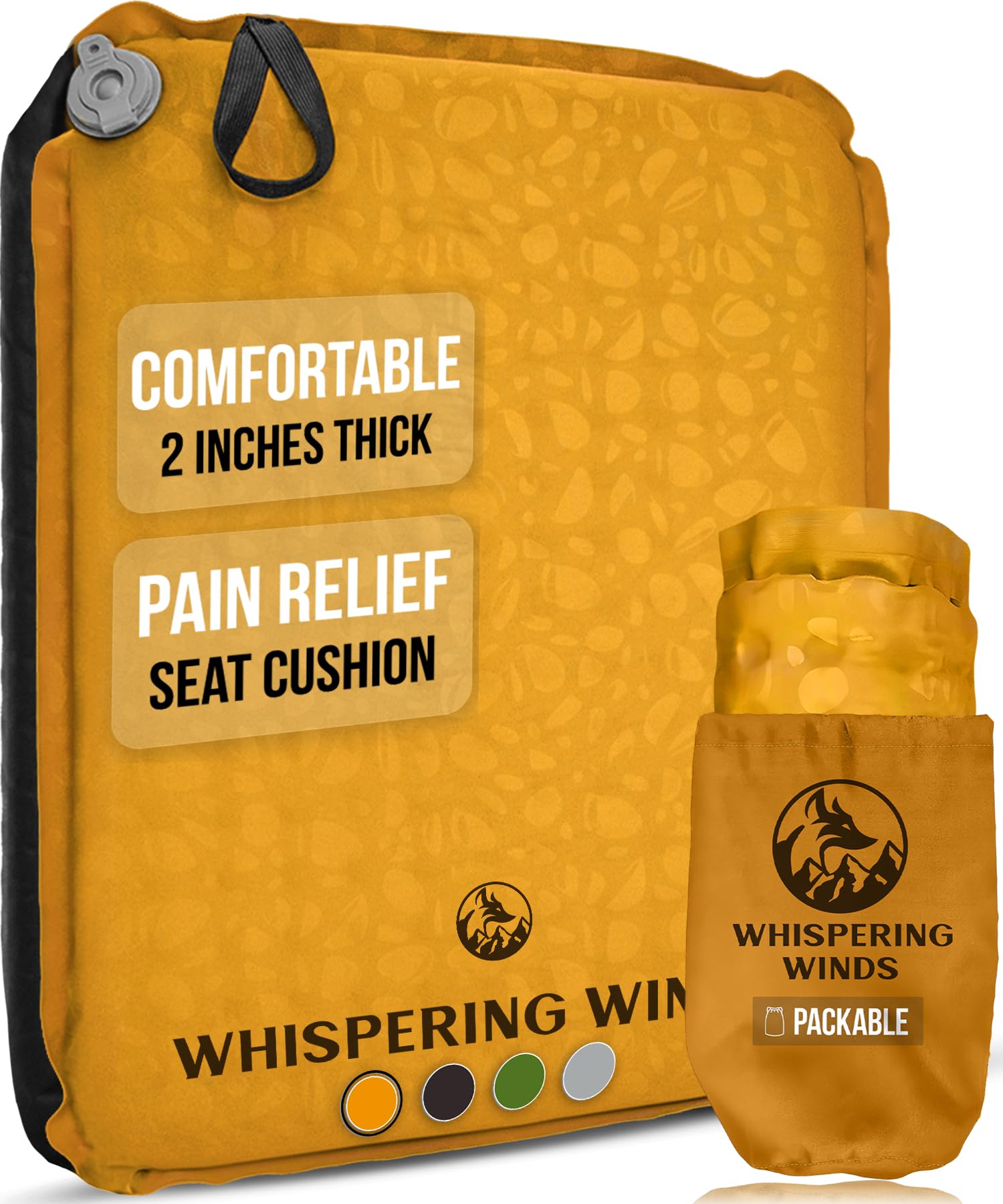 Photo 1 of Whispering Winds Inflatable Seat Cushion - Comfortable Blow-up Foam Pad for Airplane, Travel, Stadium, Outdoors, Camping, Car & More