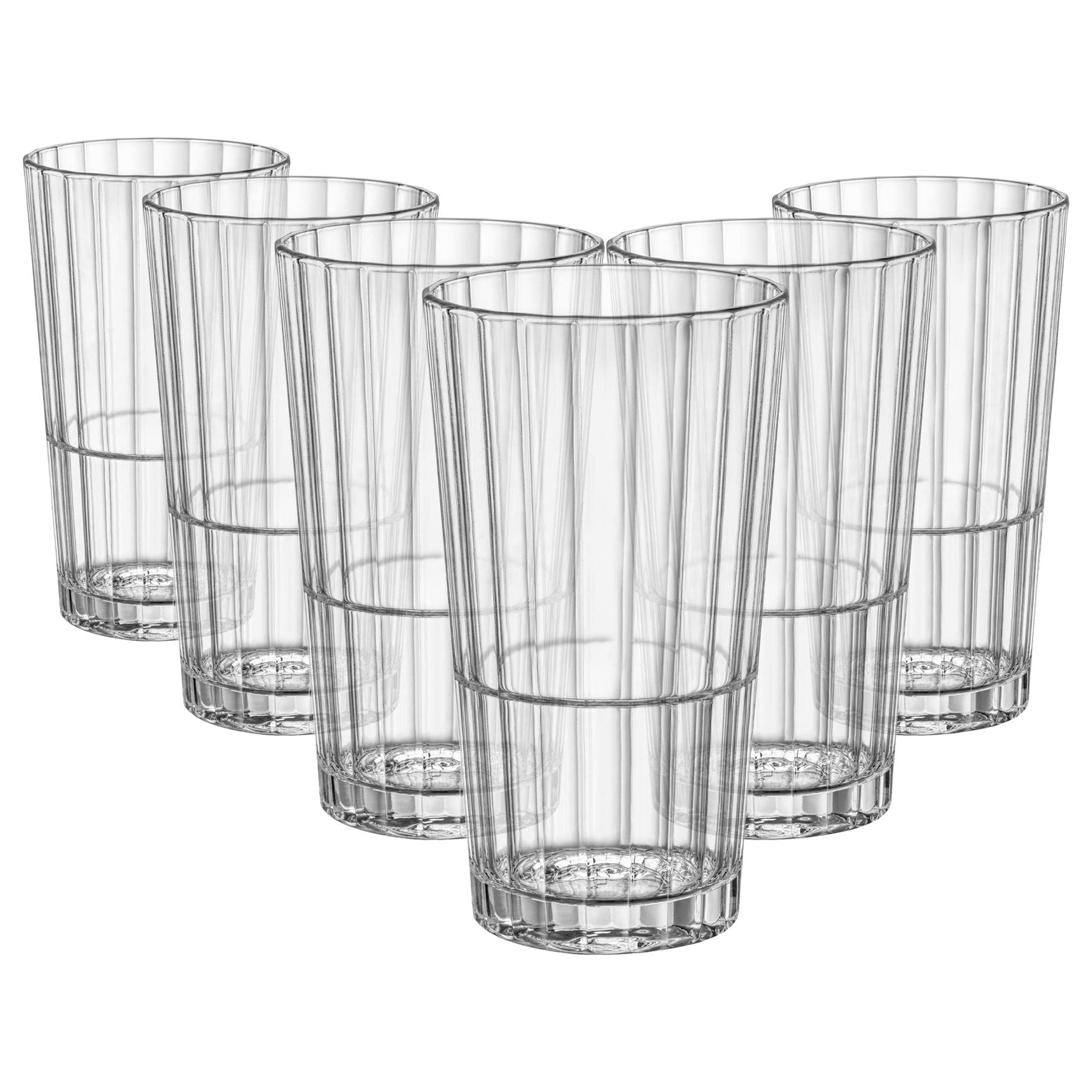Bormioli Rocco Oxford Bar 13.25 oz. Stackable Beverage Drinking Glasses, Clear, Set of 6