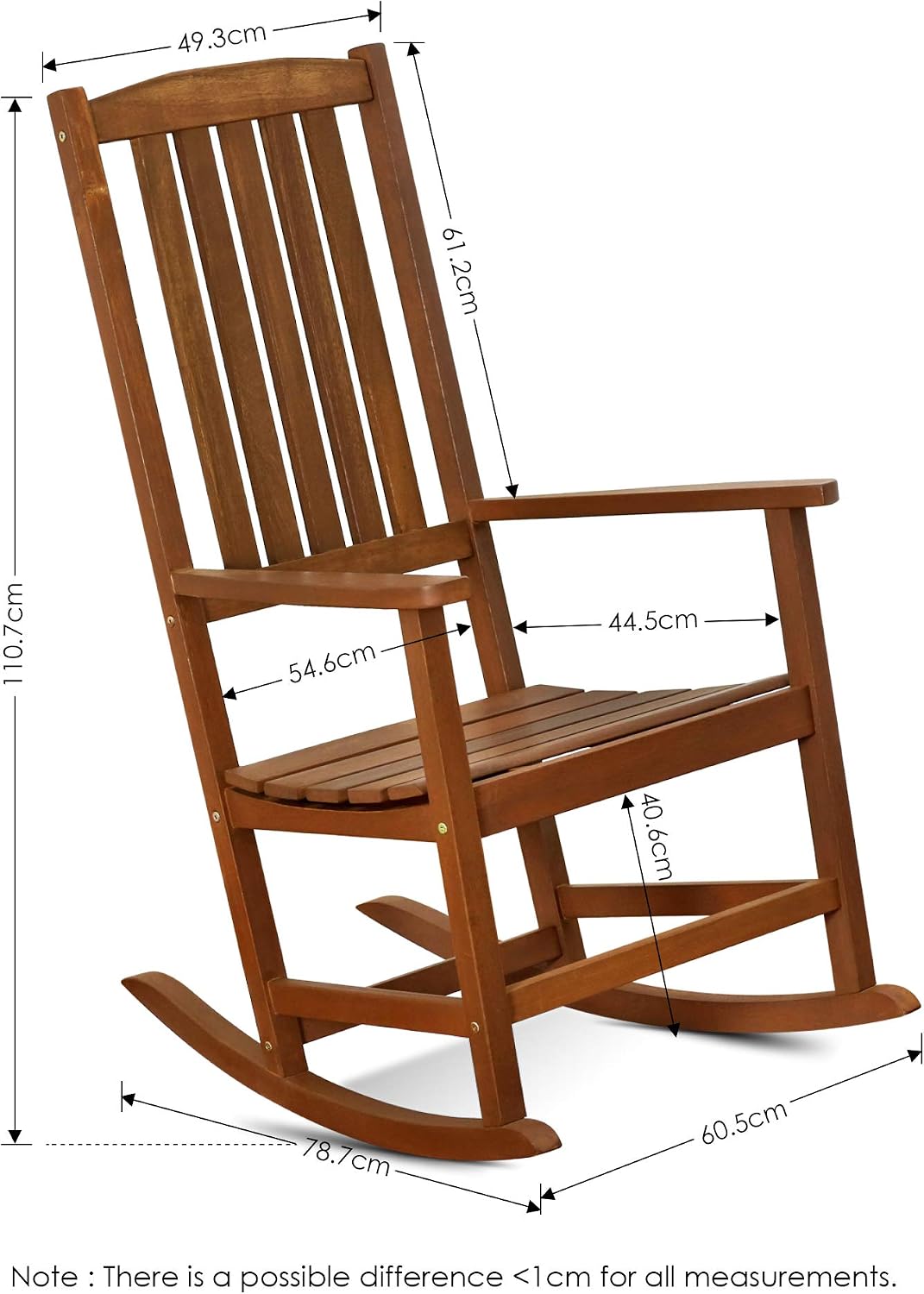 Furinno Hardwood Rocking Chair in Teak Oil, Wood, Natural, 65.51 (W) x 111.99 (H) x 80.01 (D) cm - Image 3