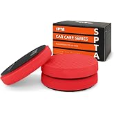 Red T10 Ultra-Fine Finishing Polishing Pad, SPTA 3Pcs 6.5 Inch Face for 6 Inch 150mm Backing Plate Compound Buffing Sponge Pads for Car Buffer Polisher Compounding, Polishing and Waxing -X00224R6B3