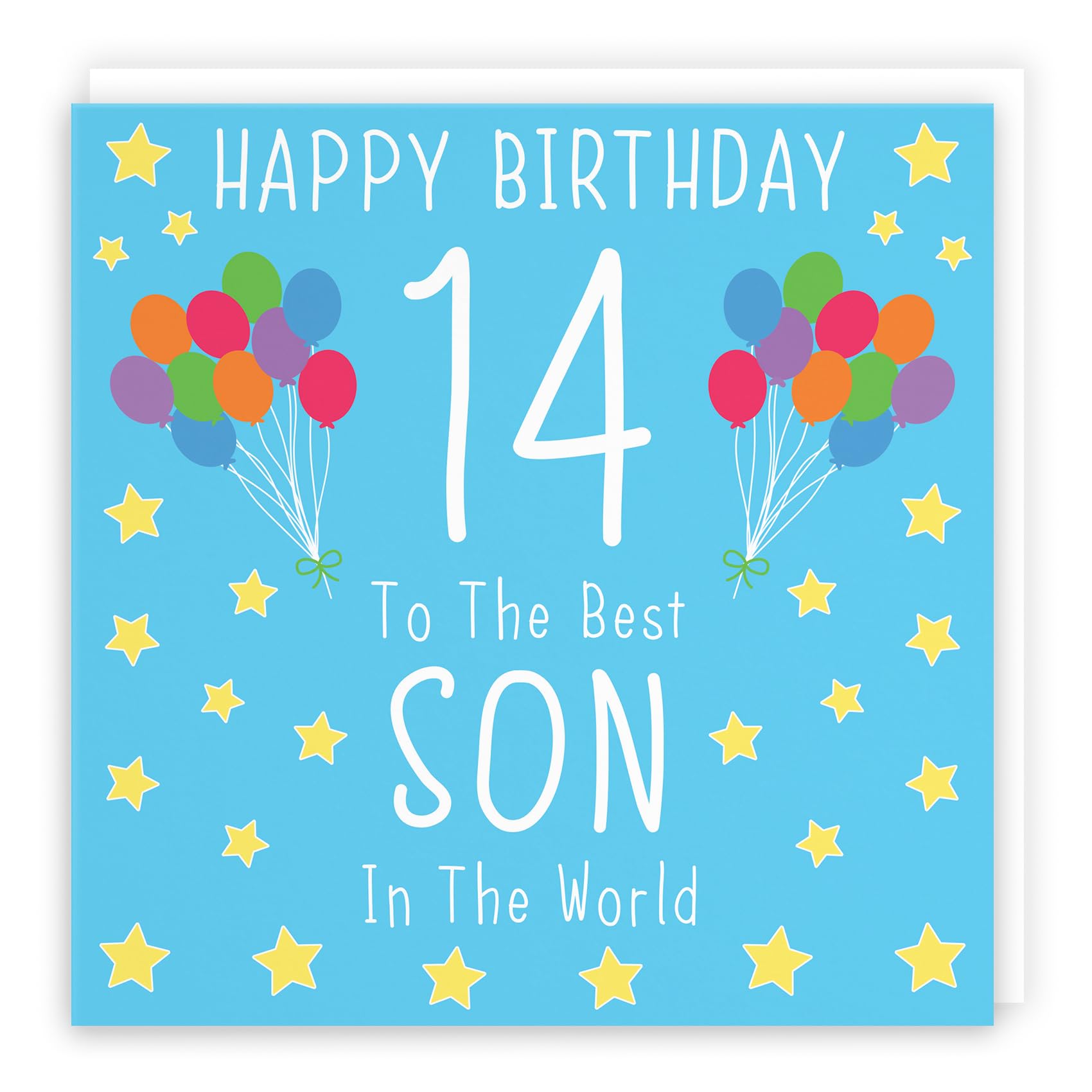 Hunts England - Large Son 14th Birthday Card - Happy Birthday - 14 - To The Best Son In The World - Iconic Collection - Large - 210 x 210 mm - Age 14