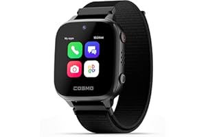 JrTrack 3 Smart Watch for Kids by Cosmo | Safe Cell Phone and GPS Tracker Watch | Calling & Text Messaging | SIM Card Included | SOS Alerts and Safety Features | Parental Controls | (Black)