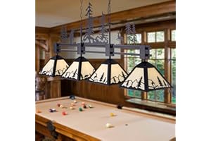 TOCHIC Vintage Pool Table Light, 62 inch Tiffany Bear Billiard Pool Table Lights, 4 Lights Rustic Farmhouse Billiard Hanging Light Fixture for 7 to 9 ft Snooker Table, Game Room, Man Cave, Kitchen