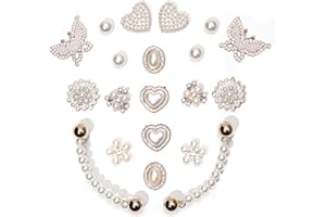 ZIIGOLE 20pcs Bling Gems Plastic Butterfly Flower Sparkling Rhinestones Pearl DIY Shoe Decoration Charms for Women's Party Favor