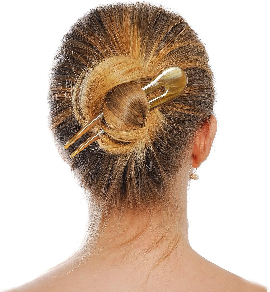 Marycrafts Wavy Buffalo Horn Hair Fork Hair Stick Hair Accessories For Women, Light Shade