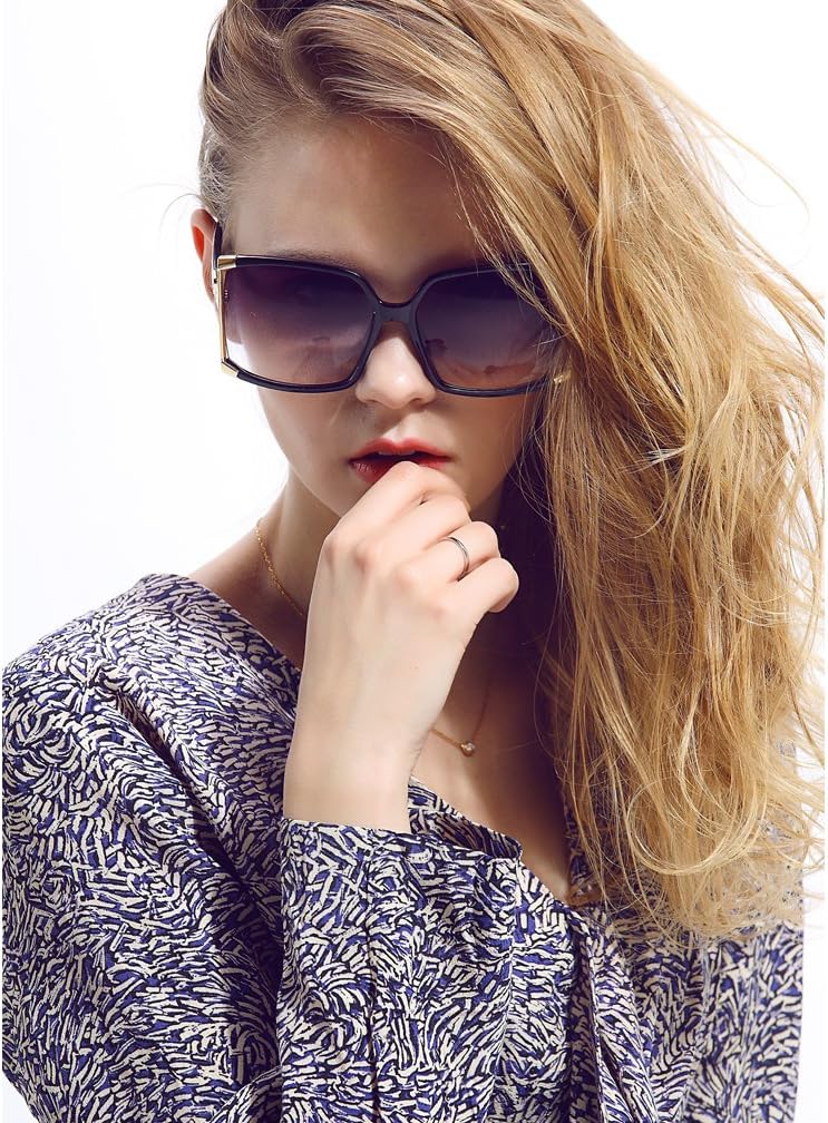 New Women's Oversized Square sunglasses Protection Eye Glasses With Case