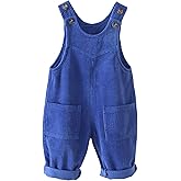 SEAUR Baby Boy Girl Corduroy Bib Overalls Cotton Button Suspender Overalls Plain Romper Loose Jumpsuit