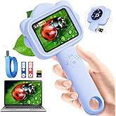 DPduct Microscope for Kids, Kids Microscope with Sample Slide, Educational Science Kit Toys for Birthday Gifts Toys for 3+ Year Old Girls, 32GB SD Card Include (Blue)