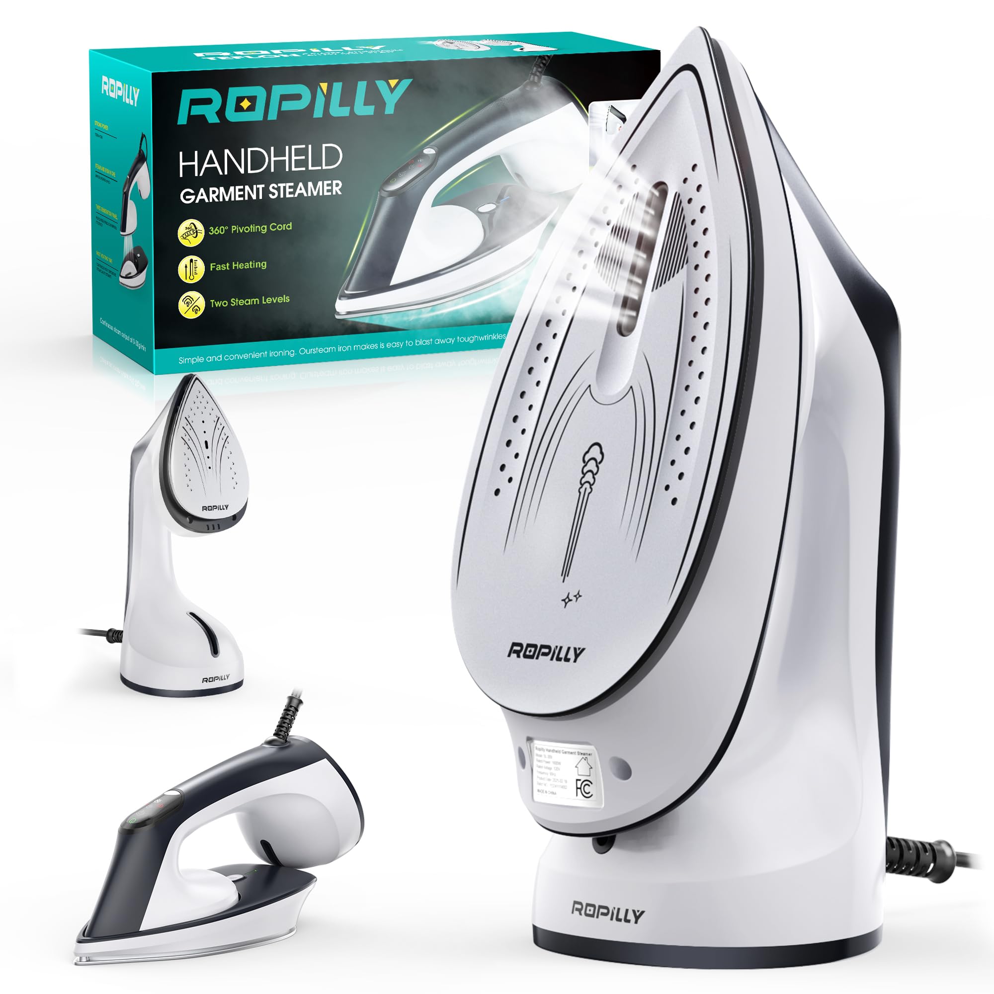Photo 1 of Ropilly Steamer for Clothes, 1600W 2-in-1 Steamer & Iron with Large Ceramic Plate, Powerful Turbo Steam, Smart Temperature Control, Auto-Off, Wrinkle Remover for All Fabrics