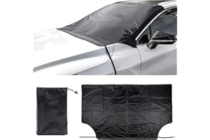 UYYE Windshield Snow Cover with Magnetic Suction, Belt Hook, 210T Coated Silver Cloth Reflective Polyester Material, Car Snow Ice Cover