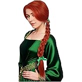 VGbeaty Women Long Reddish Brown Braided Wig Princess Anime Cosplay Funny Wig Heat Resistant Synthetic Fiber Soft Durable Adjustable Size Breathable Cap for Halloween Costume Fancy Party