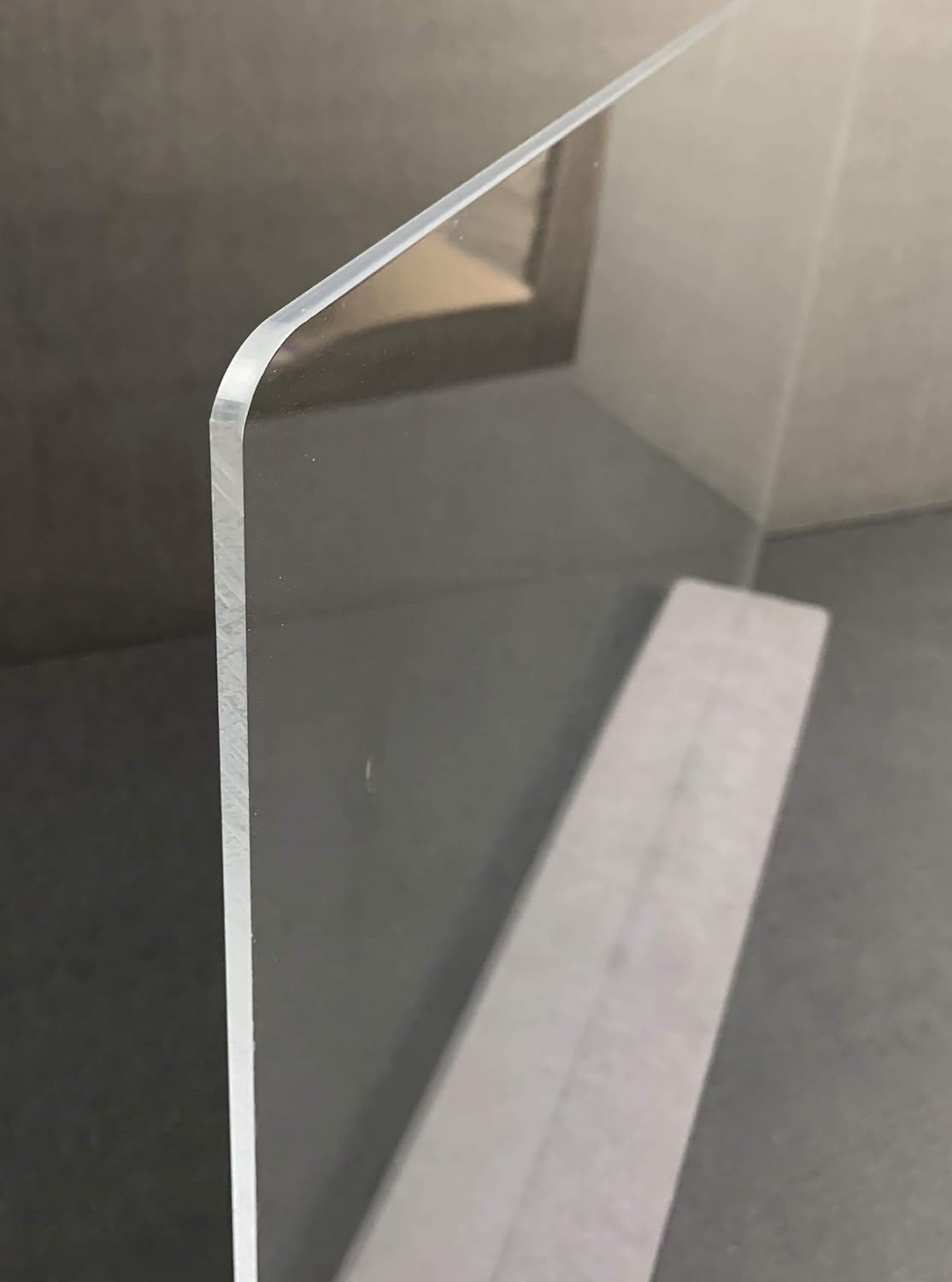 FLEXISTYLE Made of plexiglass with 5 mm, virus protection, cough protection, sneezing protection, counter top, table top, (60-100 x 60 cm) (90 x 60 cm), transparent and grey, szyb9 - Image 5