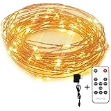 Led String Lights Dimmable Copper Wire Starry Light, 33ft, UL certified 5v Power Adapter For Christmas Wedding and Party suitable for indoors or outdoors Updated Remote Controller