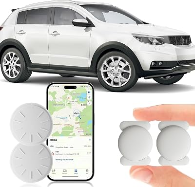 ZITTZ Mini GPS Tracker for Vehicles No Monthly Fee,GPS Car Tracker,Hidden Car Tracker with Magnetic Case,Real Time Car GPS Tracker Work with Apple Find My(iOS Only) (White,2PCS)
