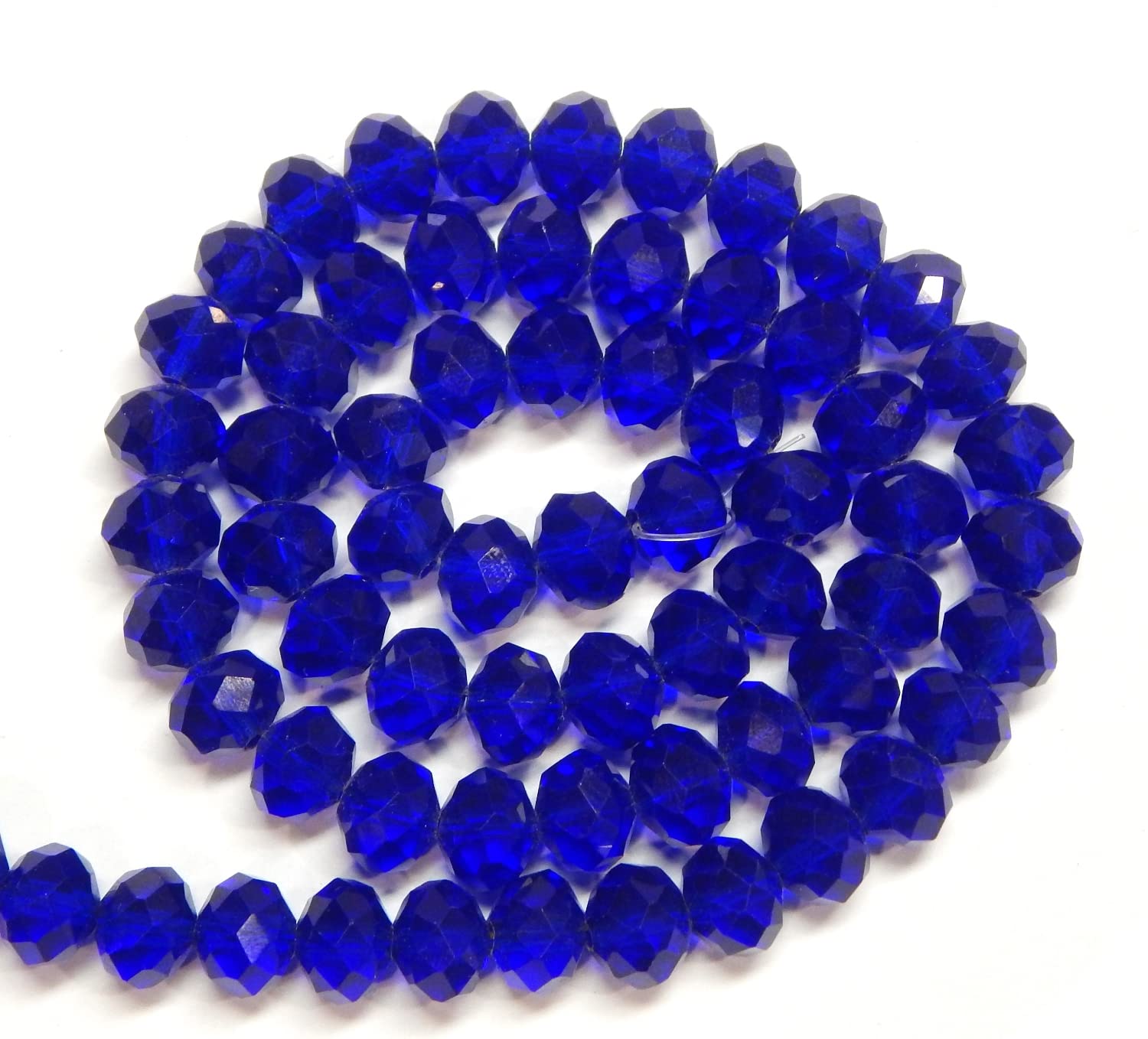 65 Czech Bohemian Crystal Pearls 8 x 6 mm Czech Pearls CZ Glass Cut Beads Faceted Rondelle Charm Beads Glass Beads (Cobalt Blue)