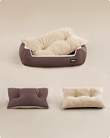 Feandrea Dog Bed Sofa with Removable Reversible Cushion 70x55x21 cm Coffee view 5
