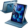 JETech Rotating Case for iPad Air 11-Inch M3/M2 (2025/2024), iPad Air 5/4 (2022/2020 5th/4th Generation 10.9-Inch), 360 Degree Rotation Protective Stand Cover Clear Back, Auto Wake/Sleep (Blue)