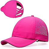 New Updated Girls Criss Cross Ponytail Hat Reflective Baseball Cap Waterproof Quick Dry Summer Sports Hats for Kids Age 7-12