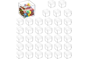 Okllen 36 Pack Acrylic Boxes with Lid, Clear Square Cubes Treat Gift Boxes Candy Storage Container for Candy, Little Trinkets, Jewelry, Party Favor, 2''x2''x2''/5x5x5CM
