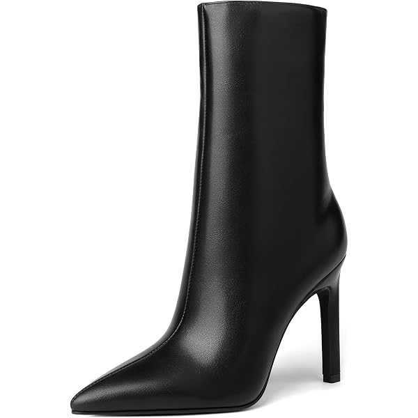 Women Victorian Pointed Toe Mid-Calf Boots Leather Lace Hollow Out Punk Lace Up Strange...
