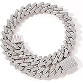 DXZNBEST 20mm Hip Hop Mens Iced Out Cuban Link Chain Necklace 14k Gold/White Gold Plated Miami Bling Chain Lab Diamond Luxury Choker Chain Necklaces Jewelry Gift for Men Women Christmas