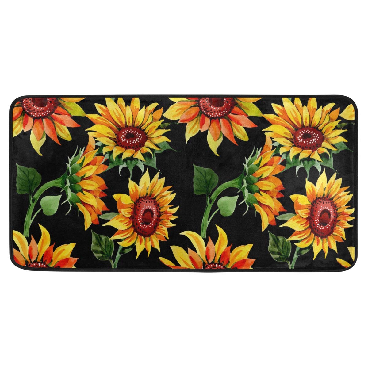 CPYang Floral Sunflower Kitchen Rug Mat Non Slip Anti Fatigue Standing Mat Runner Rug Washable for Kitchen Bathroom, 50x99 cm