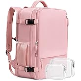 Beraliy Travel Backpack for Women, Airline Approved Bag, Carry On Waterproof Hiking Backpack, 16 inch Laptop Backpack, Overnight Bag, Pink