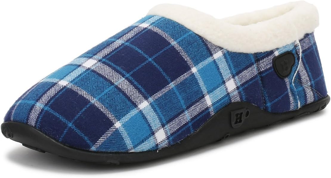 Homeys Mens Blue / Turq Check Percy Slippers-Medium