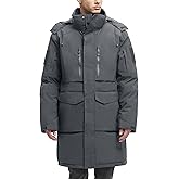 JAWERU Winter Coats For Men Winter Jackets Water Resistant Warm Thicken Parka Puffer Coat Long Down Jacket