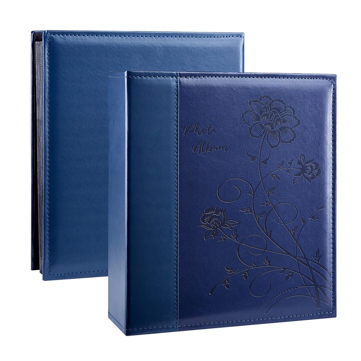 Miaikoe Photo Album 6x4 400 Photos Slip in, Extra Large Capacity Leather Cover Wedding Family Picture Albums Holds 400 Vertical 10x15cm Landscape Photos(Blue)