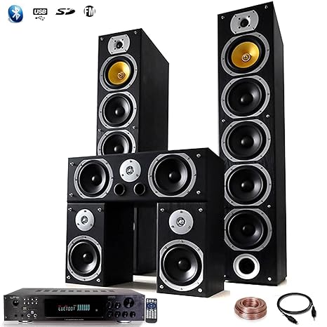 Set Heimkino Hifi 1240 W + Verstärker 360 W + 25 m Kabel, Radaufhängung