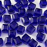 YUEXIGO 40pcs 10mm Cube Crystal Glass Beads for Jewelry Making Faceted Square Crystal Glass Bead Spacer Beads Loose Beads for Bracelet Earring Necklace DIY Craft(Dark Blue)