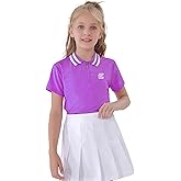 EXARUS Girls' Golf Polo Tennis Shirts Sleeveless Kids V-Neck Equestrian Tank Tops UPF 50+ Quick Dry Golf Clothes