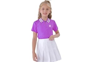 EXARUS Girls' Golf Polo Tennis Shirts Kids Sleeveless V-Neck Athletic Workout Tank Tops UPF 50+ Quick Dry Golf Clothes
