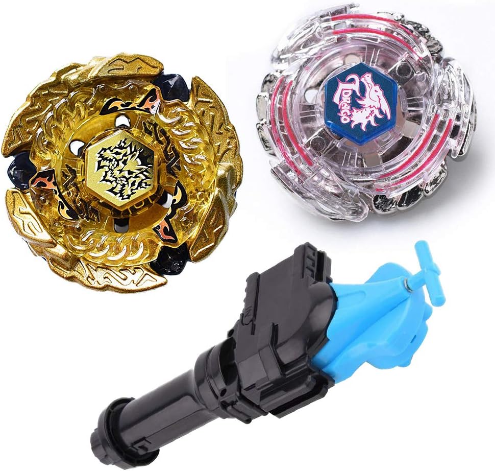 Bey Battling Blades Meteo L-Drago Metal Fusion BB99 Hell Kerbecs BD145DS and Metal Fusion L-Drago Poison Serpent 105LF BB43 with Blue Launcher+Grip of Lbekom