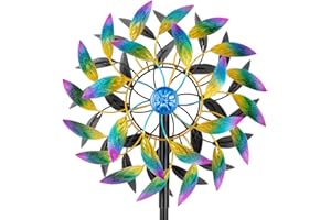 DREAMSOUL 360° Wind Spinners Outdoor with Metal Stake, Kinetic Two-Way Wind Spinners for Yard and Garden Decor (63 * 13 Inches)