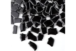 PINUO&KE 0.99 lb Glue Down Irregular Ceramics Mosaic Tile Adult Children Handmade Ceramics Craft for Outdoor Bathroom Kitchen Home Decoration DIY Art Projects(Black)