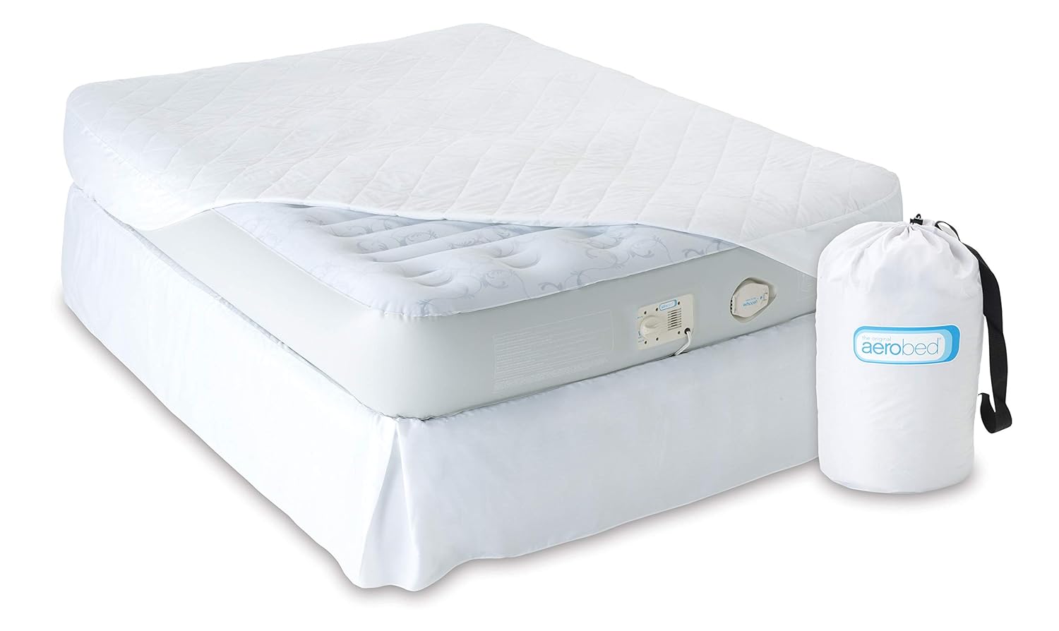 Aerobed Airbed Deluxe Raised Double Indoor Air Bed With Built In