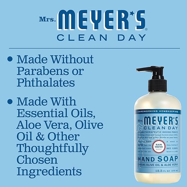 MRS. MEYER’S CLEAN DAY HAND SOAP, MADE WITH ESSENTIAL OILS, BIODEGRADABLE FORMULA, RAIN WATER, 12.5 FL. OZ