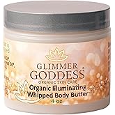 Glimmer Goddess Shimmer Body Butter with Organic Whipped Shea Butter for Hydration, Moisturizing & Silky Natural Glow - Bronze Super, 4 oz